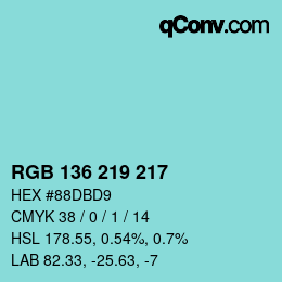 Color code: RGB 136 219 217 | qconv.com