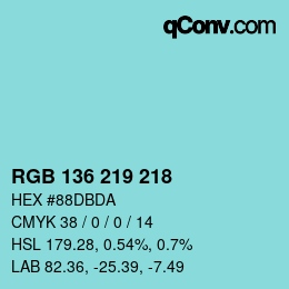 Color code: RGB 136 219 218 | qconv.com