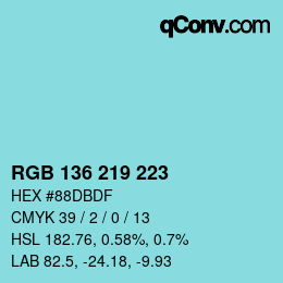 颜色代码: RGB 136 219 223 | qconv.com