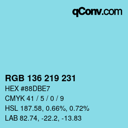 Color code: RGB 136 219 231 | qconv.com