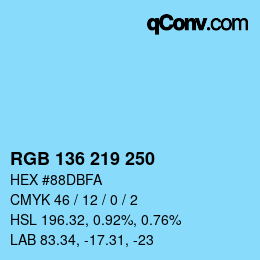 Color code: RGB 136 219 250 | qconv.com