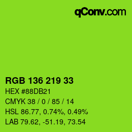 Color code: RGB 136 219 33 | qconv.com