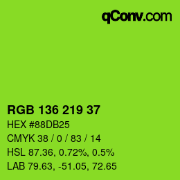 Color code: RGB 136 219 37 | qconv.com