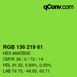 Color code: RGB 136 219 61 | qconv.com