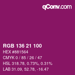 Color code: RGB 136 21 100 | qconv.com