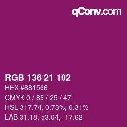 Color code: RGB 136 21 102 | qconv.com