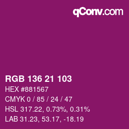 カラーコード: RGB 136 21 103 | qconv.com