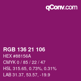Color code: RGB 136 21 106 | qconv.com