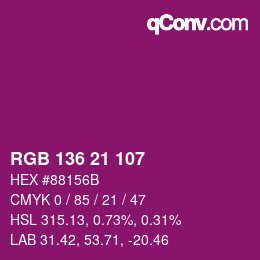 Color code: RGB 136 21 107 | qconv.com