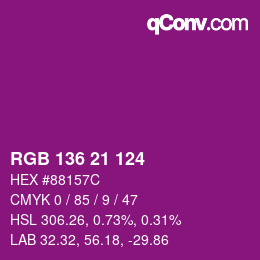 Color code: RGB 136 21 124 | qconv.com