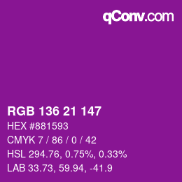 Color code: RGB 136 21 147 | qconv.com