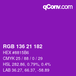 Color code: RGB 136 21 182 | qconv.com