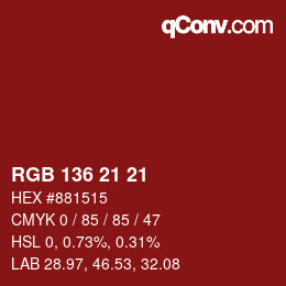 Color code: RGB 136 21 21 | qconv.com