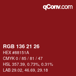 Color code: RGB 136 21 26 | qconv.com