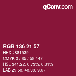 Color code: RGB 136 21 57 | qconv.com