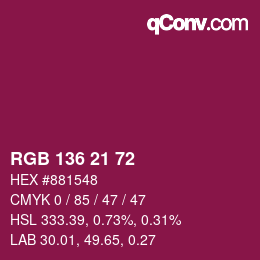 Color code: RGB 136 21 72 | qconv.com