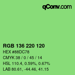 カラーコード: RGB 136 220 120 | qconv.com