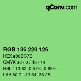 Color code: RGB 136 220 126 | qconv.com