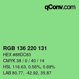 カラーコード: RGB 136 220 131 | qconv.com