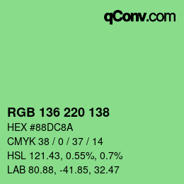 Color code: RGB 136 220 138 | qconv.com