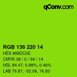 Color code: RGB 136 220 14 | qconv.com