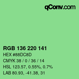 Color code: RGB 136 220 141 | qconv.com