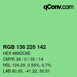 Farbcode: RGB 136 220 142 | qconv.com