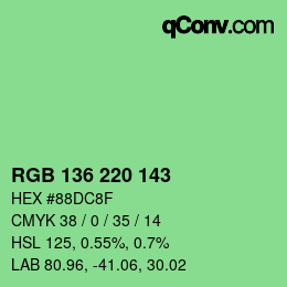 Color code: RGB 136 220 143 | qconv.com