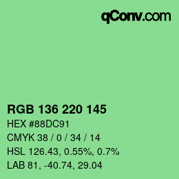 Color code: RGB 136 220 145 | qconv.com