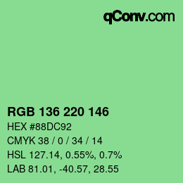 Color code: RGB 136 220 146 | qconv.com