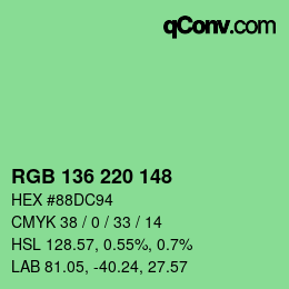 Color code: RGB 136 220 148 | qconv.com