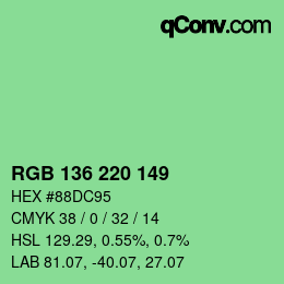 Color code: RGB 136 220 149 | qconv.com