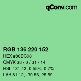 Color code: RGB 136 220 152 | qconv.com