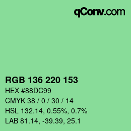Color code: RGB 136 220 153 | qconv.com