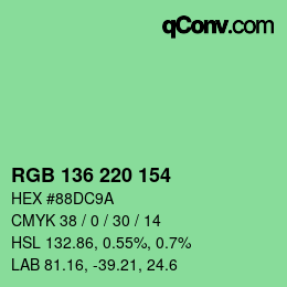 Color code: RGB 136 220 154 | qconv.com