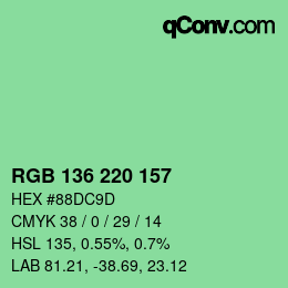 Color code: RGB 136 220 157 | qconv.com