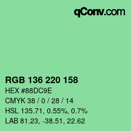 カラーコード: RGB 136 220 158 | qconv.com