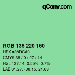 Color code: RGB 136 220 160 | qconv.com