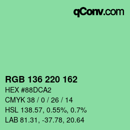 Color code: RGB 136 220 162 | qconv.com