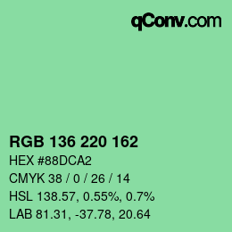 Código de color: RGB 136 220 162 | qconv.com