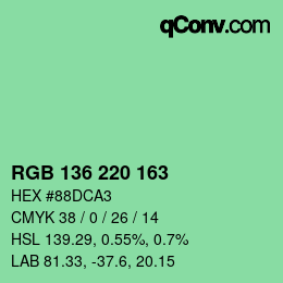 Color code: RGB 136 220 163 | qconv.com