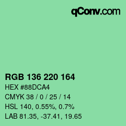 Color code: RGB 136 220 164 | qconv.com