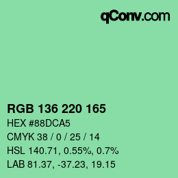 Color code: RGB 136 220 165 | qconv.com