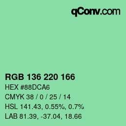 Color code: RGB 136 220 166 | qconv.com