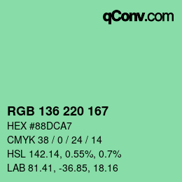 Color code: RGB 136 220 167 | qconv.com