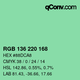 Color code: RGB 136 220 168 | qconv.com