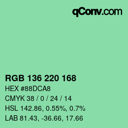 カラーコード: RGB 136 220 168 | qconv.com