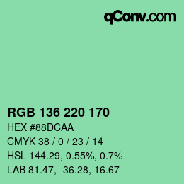 Color code: RGB 136 220 170 | qconv.com