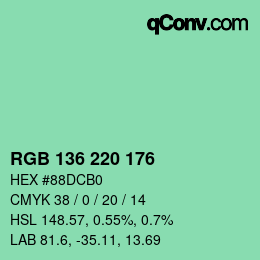 Color code: RGB 136 220 176 | qconv.com