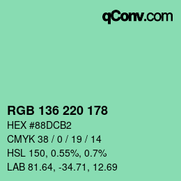 Color code: RGB 136 220 178 | qconv.com